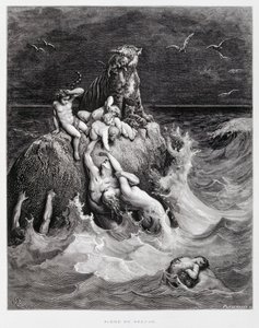 Die große Flut, Illustration aus der Dore-Bibel von Gustave Dore