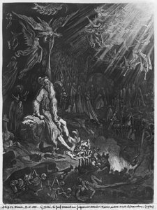 Der ewige Jude und das Jüngste Gericht, graviert von Félix Jean Gauchard (1825-72)