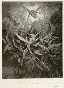 Der Fall der Engel, Szene aus Paradise Lost von Gustave Dore