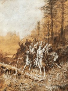 Der Marsch der Ritter, Illustration für die Gedichtreihe Idylls of King