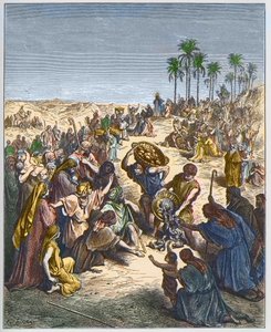Die Brotvermehrung - Christus speist die Menge - Gravur in „The Bible illustree“ von Gustave Dore (1832-1883) - Gravur aus „The Dore Bible“ von Gustave Dore