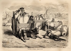 Die Tinajas des Kanals, die Verwendung dieser riesigen irdenen Krüge ersetzt die Verwendung von Fässern und ihre Nutzung ist sehr alt. Illustration der Reise nach Spanien von Gustave Doré (1832-1883) Illustrator und Baron Ch. Davillier Redakteur, 1862, ve von Gustave Dore