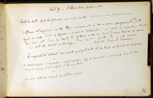 Folio 39 des Arbeitsbuchs Nr. 19 Manuskriptseite von Gustave Flauberts Entwürfen. Pläne für die sentimentale Erziehung. BHVP.