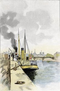 Englische Boote in der Nähe der Brücke der Heiligen-Väter oder Carrousel, Paris. Zeichnung von Gustave Fraipont (1849-1923) aus Saint-Juirs von Gustave Fraipont