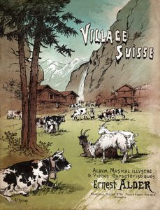 Bauernhof und Landschaft in den Schweizer Alpen, ca. 1910 (Illustration) von Gustave Fraipont