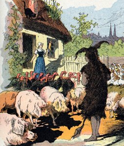Handmaid Eselshaut. Illustration von Gustave Fraipont für „Eselshaut“, Märchen von Charles Perrault von Gustave Fraipont