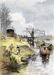 Das Beladen der Äpfel in die Waggons, Quai de Bercy, Paris Zeichnung von Gustave Fraipont (1849-1923) aus „La Seine à travers Paris“ von Saint-Juirs von Gustave Fraipont
