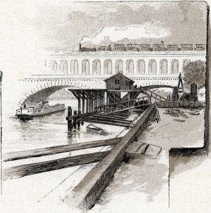 Ansicht der Viaduktbrücke des Point du Jour, Boulogne-Billancourt von Gustave Fraipont