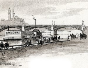 Ansicht der Grenelle-Brücke in Paris. Zeichnung von Gustave Fraipont (1849-1923) aus Saint-Juirs von Gustave Fraipont