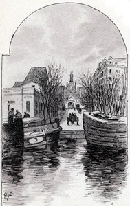 Ansicht des Krankenhauses Saint-Louis in Paris vom Kanal Saint-Martin von Gustave Fraipont