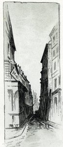 Ansicht des Hotels Colbert in der Nähe des Maubert-Platzes in Paris von Gustave Fraipont