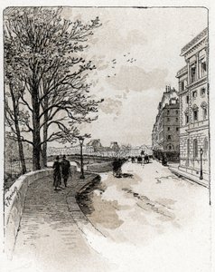 Ansicht des Quai des Orfèvres, Île de la Cité, Paris Zeichnung von Gustave Fraipont (1849-1923) aus Saint-Juirs