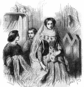 Porträt von Jeanne de Montmorency, Tochter von Bouchard 1. de Marly. 13.-14. Jahrhundert. Gravur von Gustave Janet