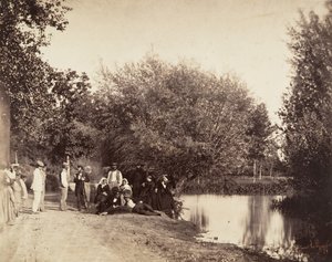 Szene nahe einem Teich bei der Mühle von Petit-Mourmelon, 1857 von Gustave Le Gray