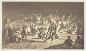Ohne Titel [Gemälde der Lagerfeuer im Camp de Chalons von Bénédict Masson], 1857