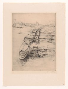 Angedockte Boote in Auteuil, Paris von Gustave Leheutre (signed by artist)