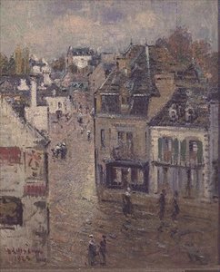 Straße in Pont Aven nach dem Regen