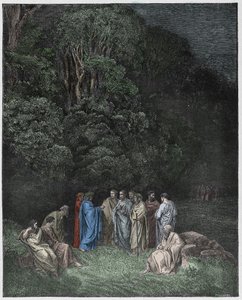 Inferno, Gesang 4: Homer, die Dichter und Helden im Limbus (Illustration aus Die Göttliche Komödie von Dante Alighieri, 1885)