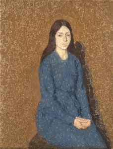 Mädchen in einem blauen Kleid von Gwen John