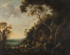 Landschaft mit Hirten von Gysbert Hondecoeter