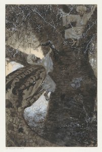 Mann im Baum wird von einer Schlange ergriffen von H.C. Louwerse (signed by artist)