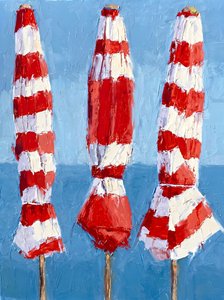 Rot-weiße Strandsonnenschirme von HUGO