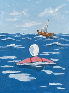 Schwimmer und entferntes Boot von HUGO