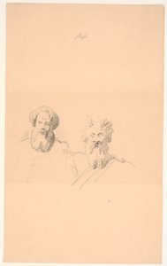 Zwei bärtige Studienköpfe. Einer für Moses von H.W. Bissen