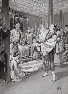 Li Po rezitiert vor dem Kaiser (Lithografie)