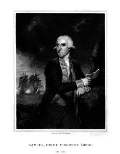 Samuel Hood, 1. Viscount Hood, britischer Admiral, 1831 von H. Robinson