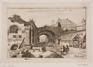 Stadtinterieur mit Ruinen klassischer Gebäude