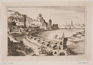 Flussufer mit orientalischer Stadt