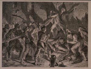 Das Massaker in den Gefängnissen im September 1792, graviert von Jean-Baptiste Charles Carbonneau (geb. 1815) von H. de la Charlerie