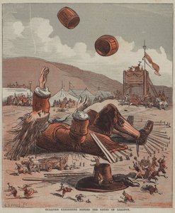 Gulliver vor dem Hof von Lilliput (Farblitho)