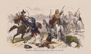 Robinson Crusoe wird von Tataren angegriffen und ausgeraubt von after Hablot Knight Browne