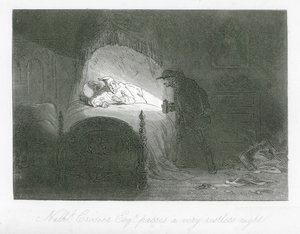 Straßen von London: Nathaniel Crosier, Esq, verbringt eine sehr unruhige Nacht (Stich)