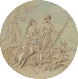 Eines von achtzehn Designs für eine Serie von Platten, die Venus und Adonis illustrieren