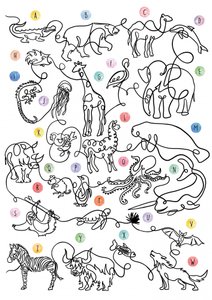Tieralphabet Linienkunst