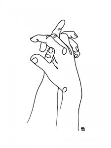 Verbundene Hände Linienkunst von Hanna Lee Tidd