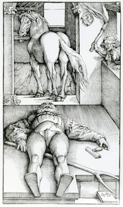 Schlafender Stallbursche und Zauberin von Hans (after) Baldung Grien
