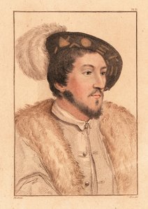 Porträt eines unbekannten Mannes, Hof von König Heinrich VIII., ca. 1532, 1812 (Gravur) von Hans (after) Holbein the Younger