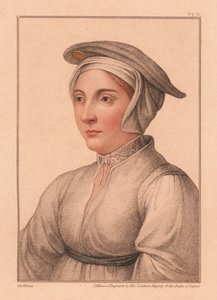 Porträt einer unbekannten Frau vom Hofe König Heinrichs VIII., 1812 (Gravur) von Hans (after) Holbein the Younger