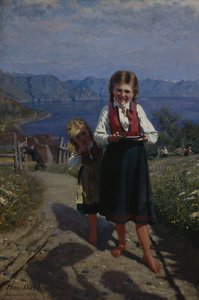 Zwei Schwestern mit Erdbeeren