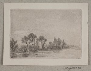 Landschaft mit Bäumen an einem Gewässer