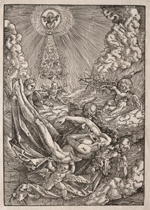 Christus wird von Engeln in den Himmel getragen