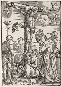 Christus am Kreuz mit Maria, St. Johannes, Maria Magdalena und St. Stephan von Hans Baldung
