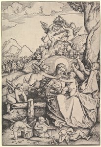 Die Jungfrau und das Kind mit acht Engeln in einer Landschaft, 1511