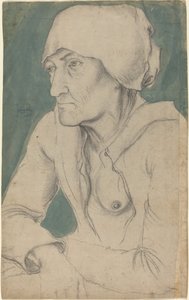 Halbfigur einer alten Frau mit Mütze