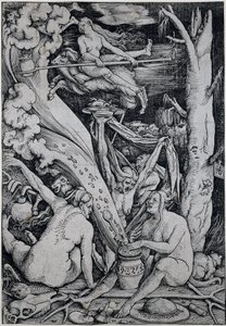 Hexen zaubern während des Hexensabbats von Hans Baldung Grien