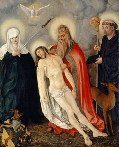 Die Heilige Dreifaltigkeit zwischen der Schmerzensmutter und dem Heiligen Ägidius, ca. 1513-16 von Hans Baldung Grien
